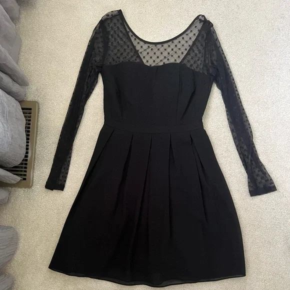 polka dot semi formal dress Beige Polka Dot Charmeuse Long Sleeve V Neck Midi Dress main image 0